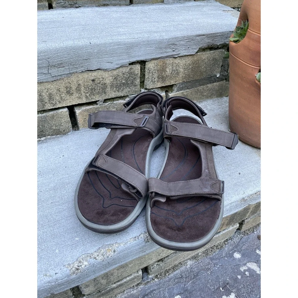 Teva Langdon Brown Leather Hook & Loop Waterproof Sport Strap Sandals‎ Mens 13
